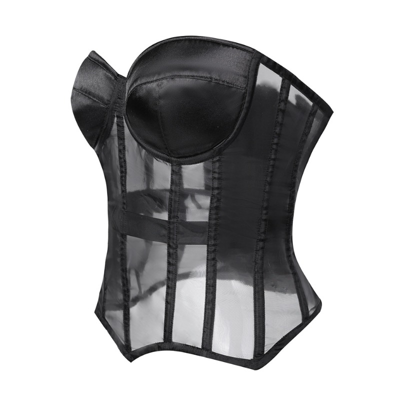 Black Strapless Mesh See-Throu - đánh giá và giá Corset Waist Cinch