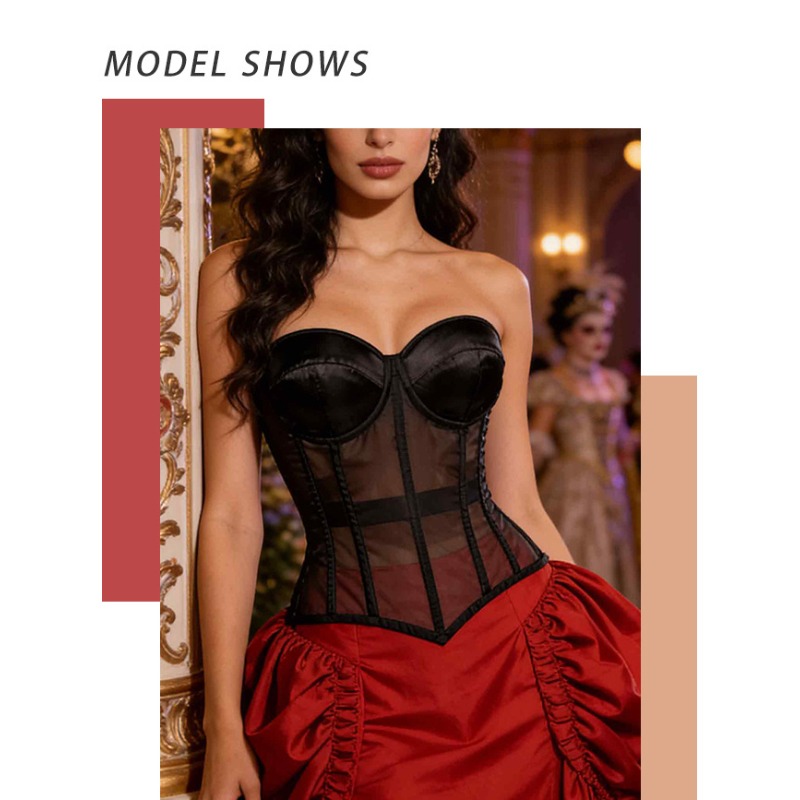 Black Strapless Mesh See-Throu - đánh giá và giá Corset Waist Cinch